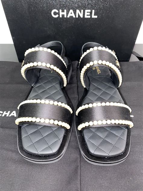 chanel pearl sandals 2022|authentic chanel sandals.